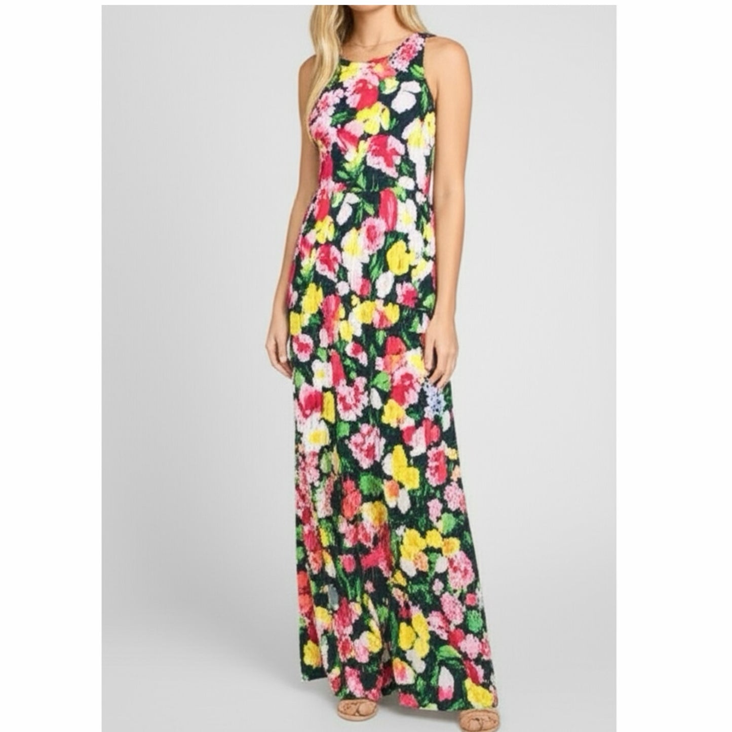 Beeson River Garden Flower Floral Slit Maxi Dress Multi-Color (S-XL)