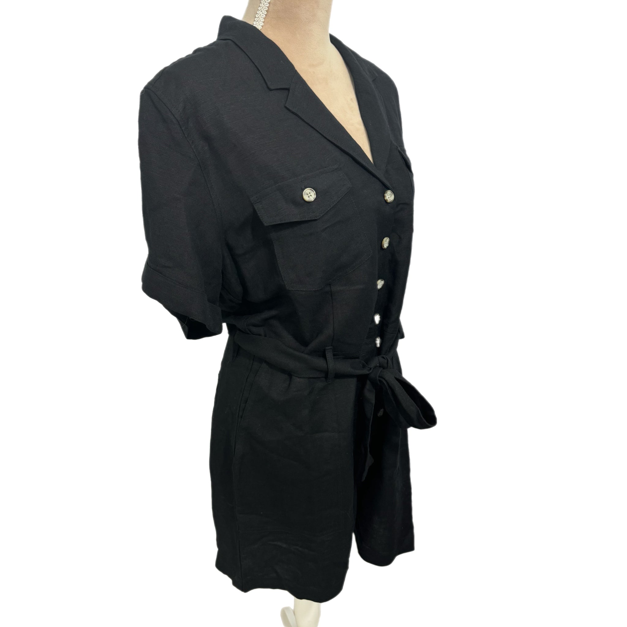 RAILS Women's Georgie Linen Blend Shorts Romper in Black