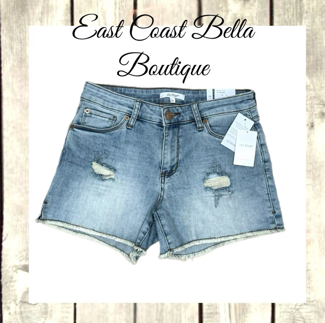 STS BLUE STITCH FIX Aubrey Mid Rise Raw Hem Distressed Denim Shorts