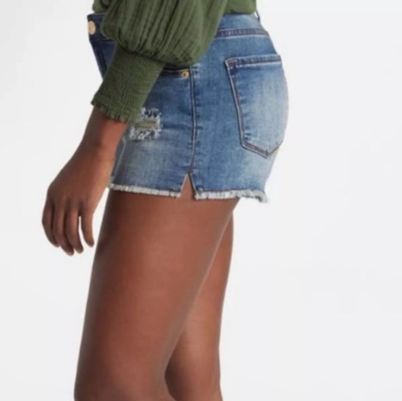 STS BLUE STITCH FIX Aubrey Mid Rise Raw Hem Distressed Denim Shorts