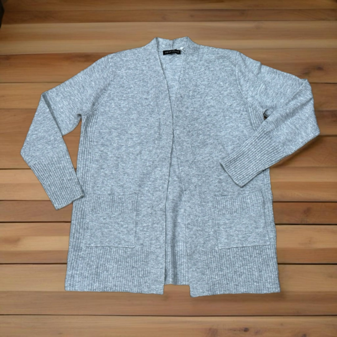 LOVE ELLIE Preppy Gray Long Open Cardigan Sweater with Pockets