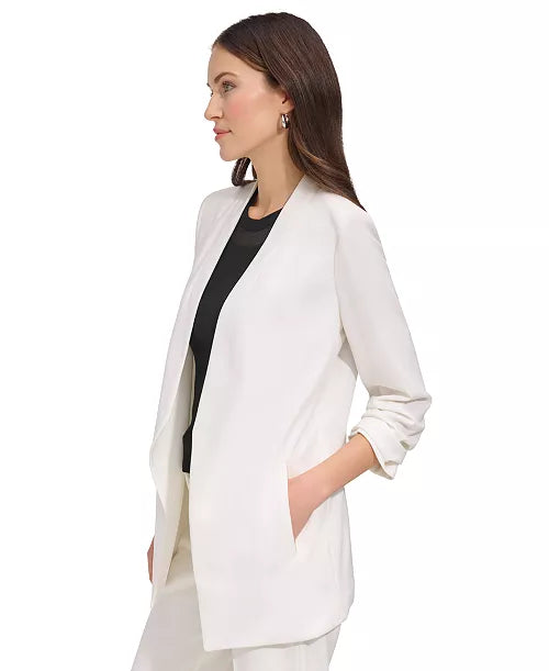 DKNY Womens Winter Cabernet Crepe Long Slouch Sleeve Open Fashion Blazer Jacket