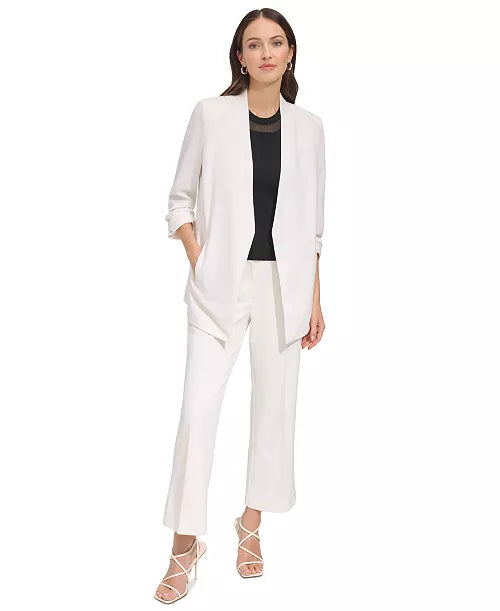 DKNY Womens Winter Cabernet Crepe Long Slouch Sleeve Open Fashion Blazer Jacket