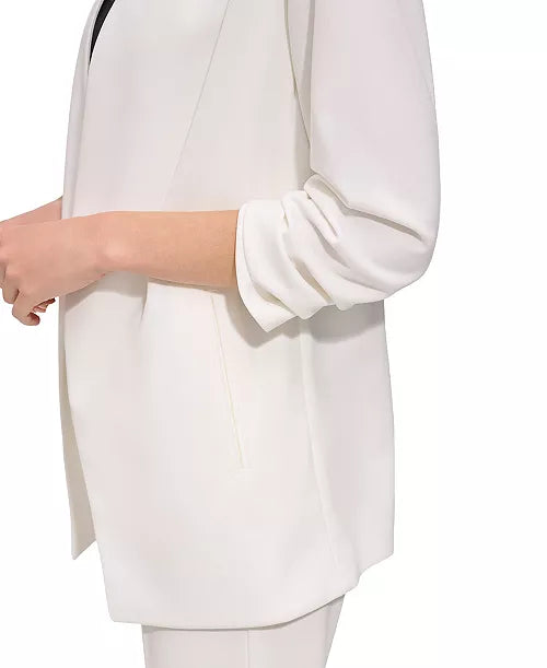 DKNY Womens Winter Cabernet Crepe Long Slouch Sleeve Open Fashion Blazer Jacket