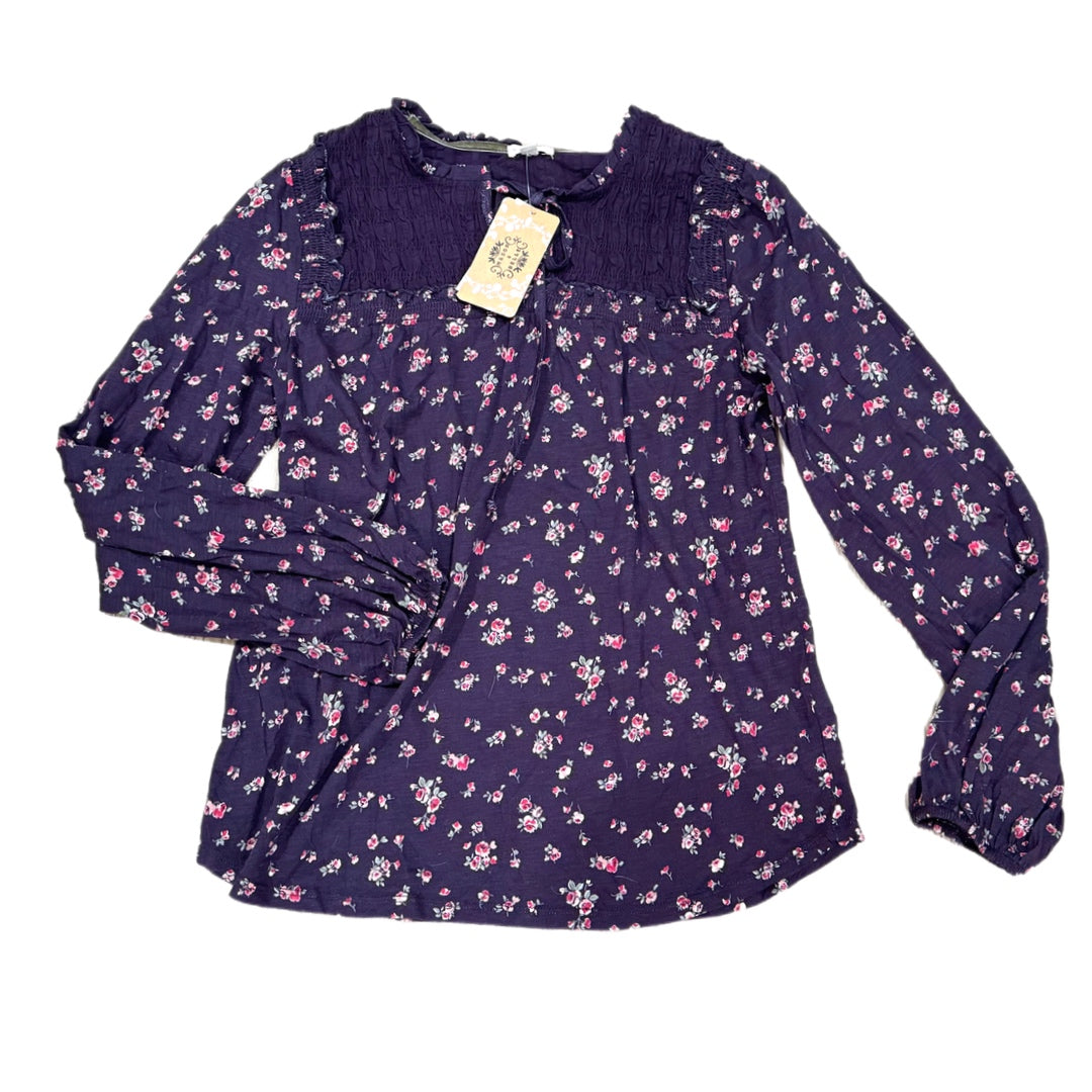Mason & Belle Stitch Fix Plum Floral Top Cotton Blend Boutique Blouse