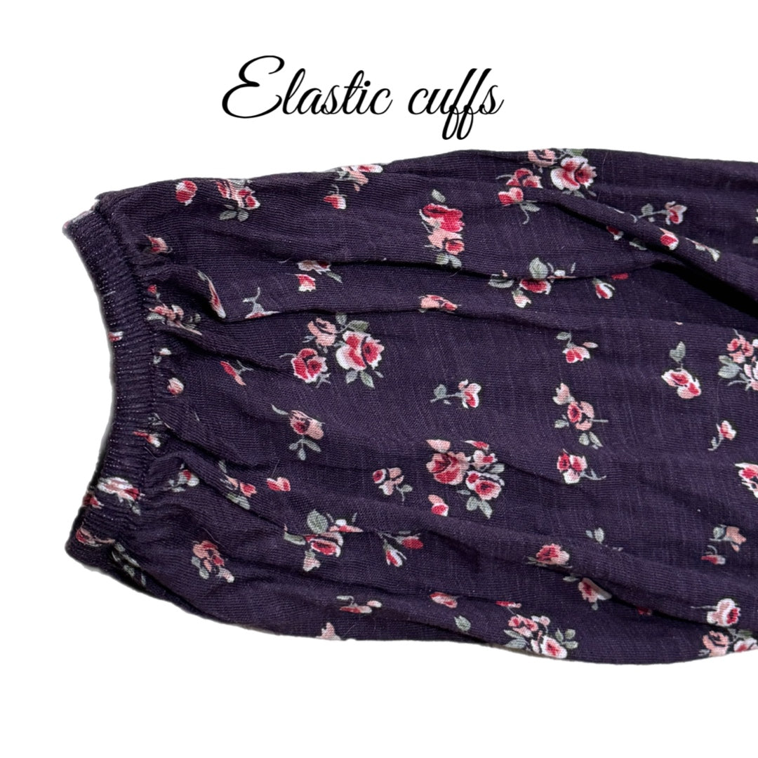 Mason & Belle Stitch Fix Plum Floral Top Cotton Blend Boutique Blouse