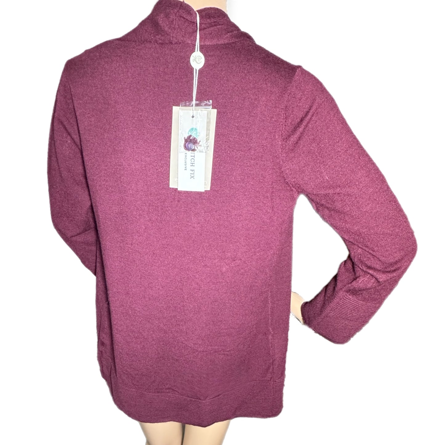 EVOLUTION by Cyrus Stitch Fix Exclusive Myna Button Sleeve Cardigan in Burgundy Only 1 Left!