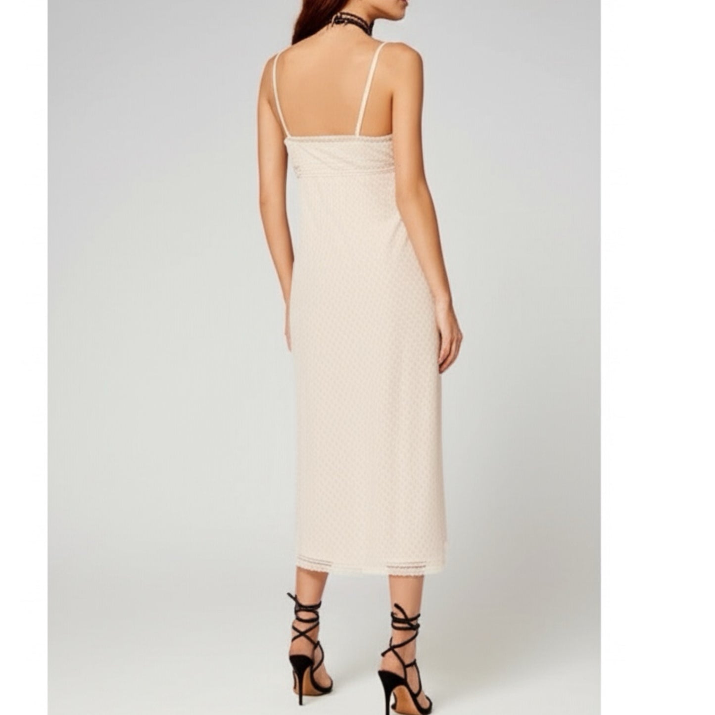 BAND OF THE FREE Amalie Ivory Midi Dress Sleeveless Lace Boho Cottage