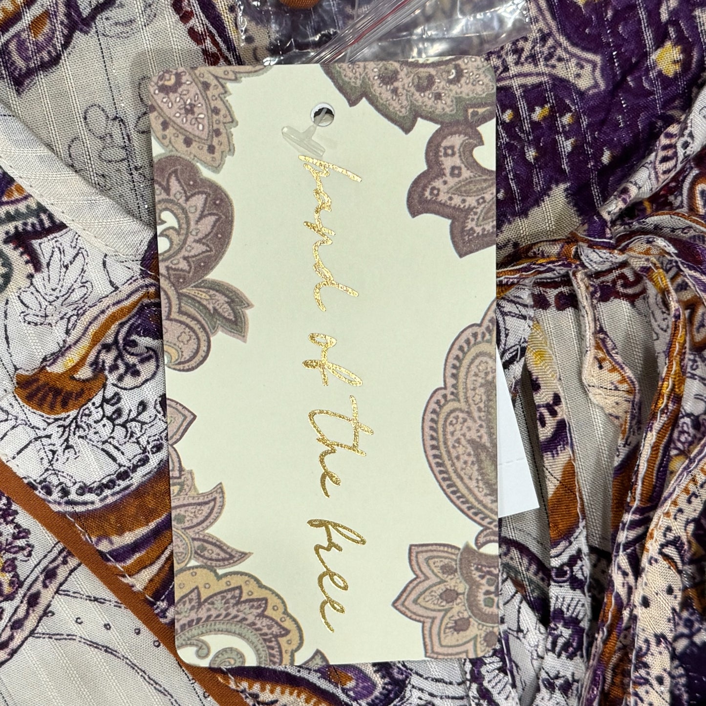 BAND OF THE FREE Purple Paisley Long Sleeve Mini Dress Boho Aesthetic