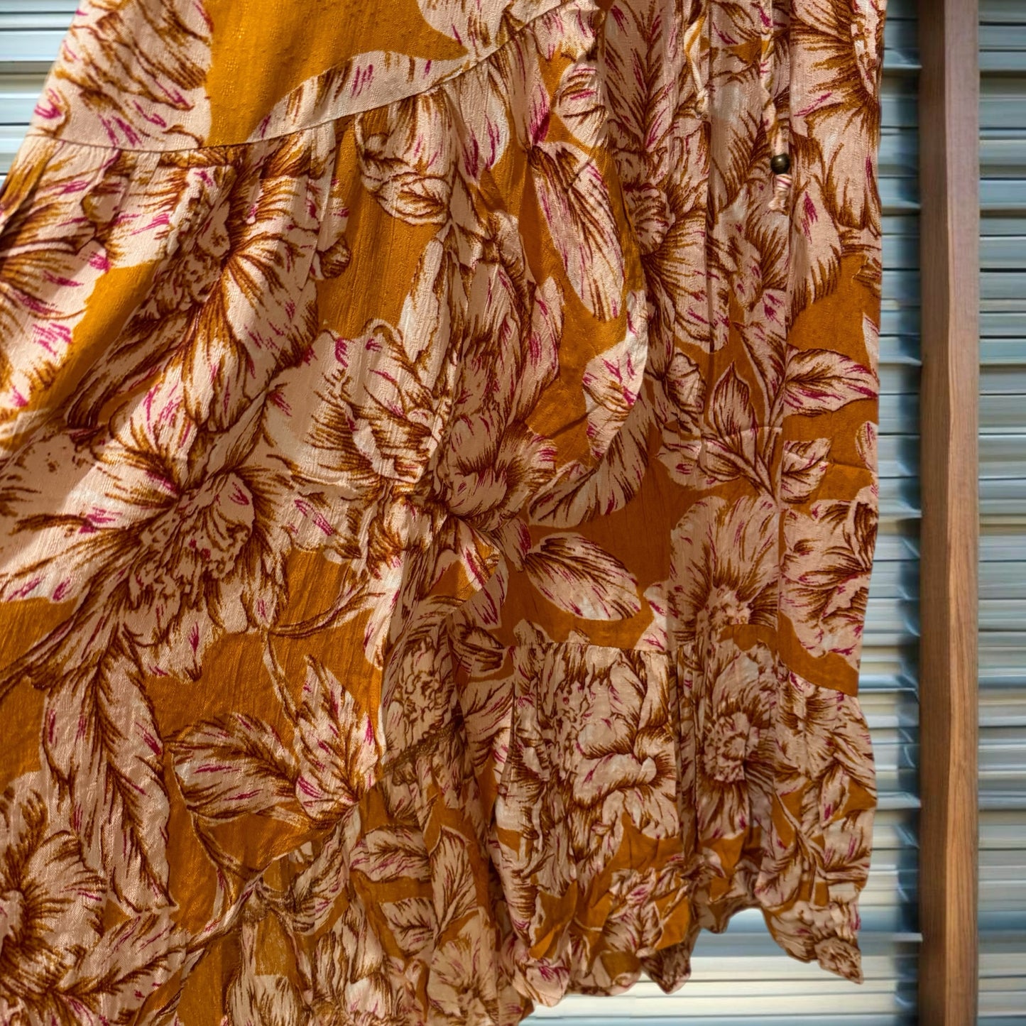 Band Of The Free BOG Collective Heather Gold Floral Wrap Maxi Dress