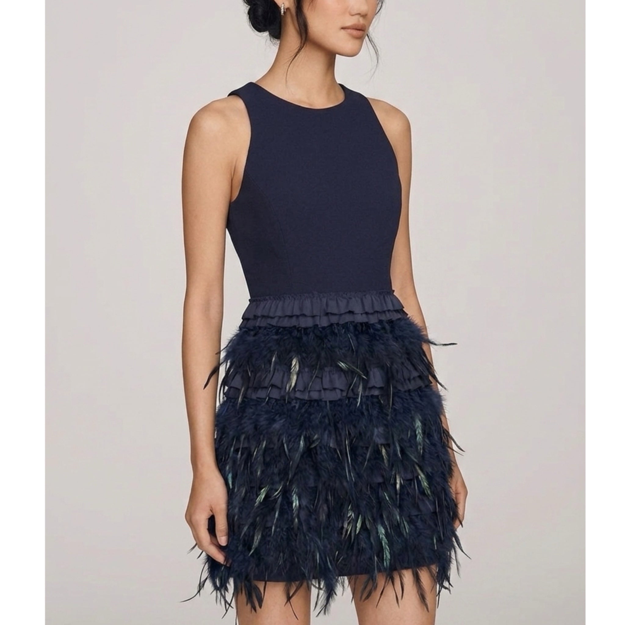 Gianni Bini Navy Lucy Cocktail Dress with Genuine Ostrich Feathers – East Coast Bella Boutique
