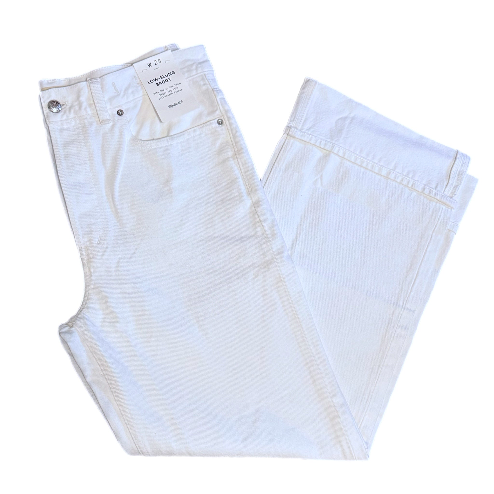 Madewell Low-Slung Baggy Jeans Rolled Hem in Tile White