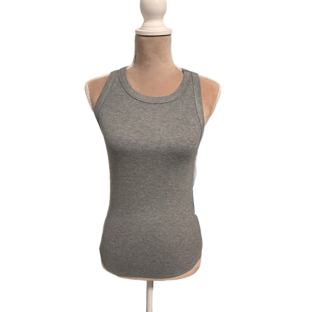 La Miel Basic Ribbed Knit Tank Top - Heather Gray