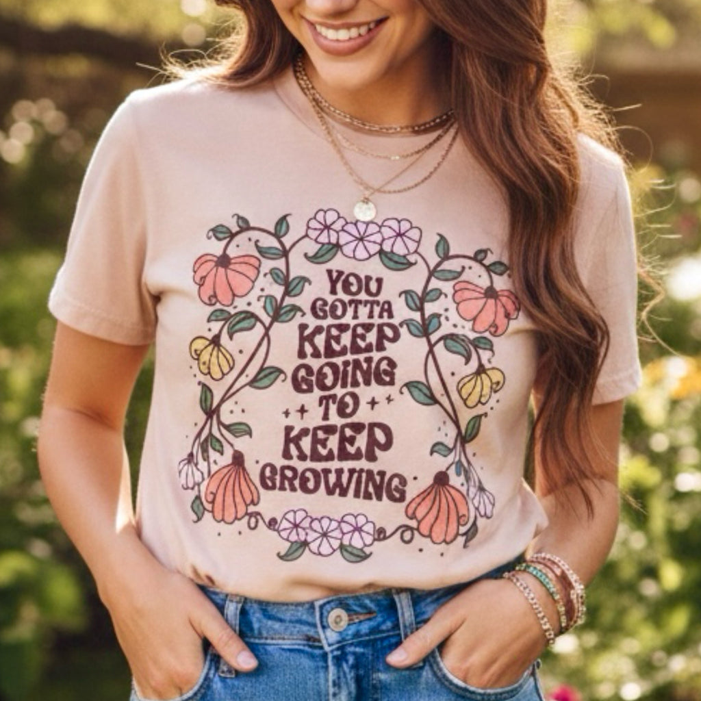 YOU GOTTA KEEP GOING Boho Vintage Style Graphic T Shirt Pink GILDAN
