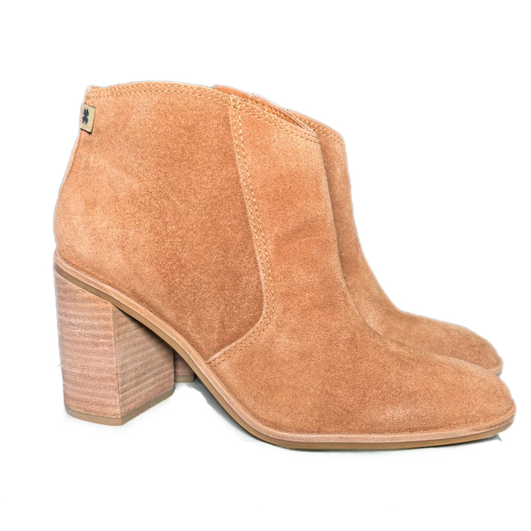 LUCKY BRAND Made In Brazil Genuine Suede Booties PELLYON Heeled Ankle Boots