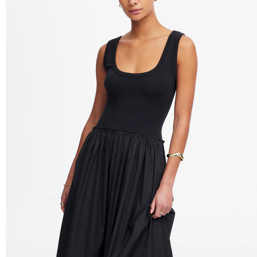 MADEWELL Mixed Poplin Scoopneck Maxi Dress Sleeveless