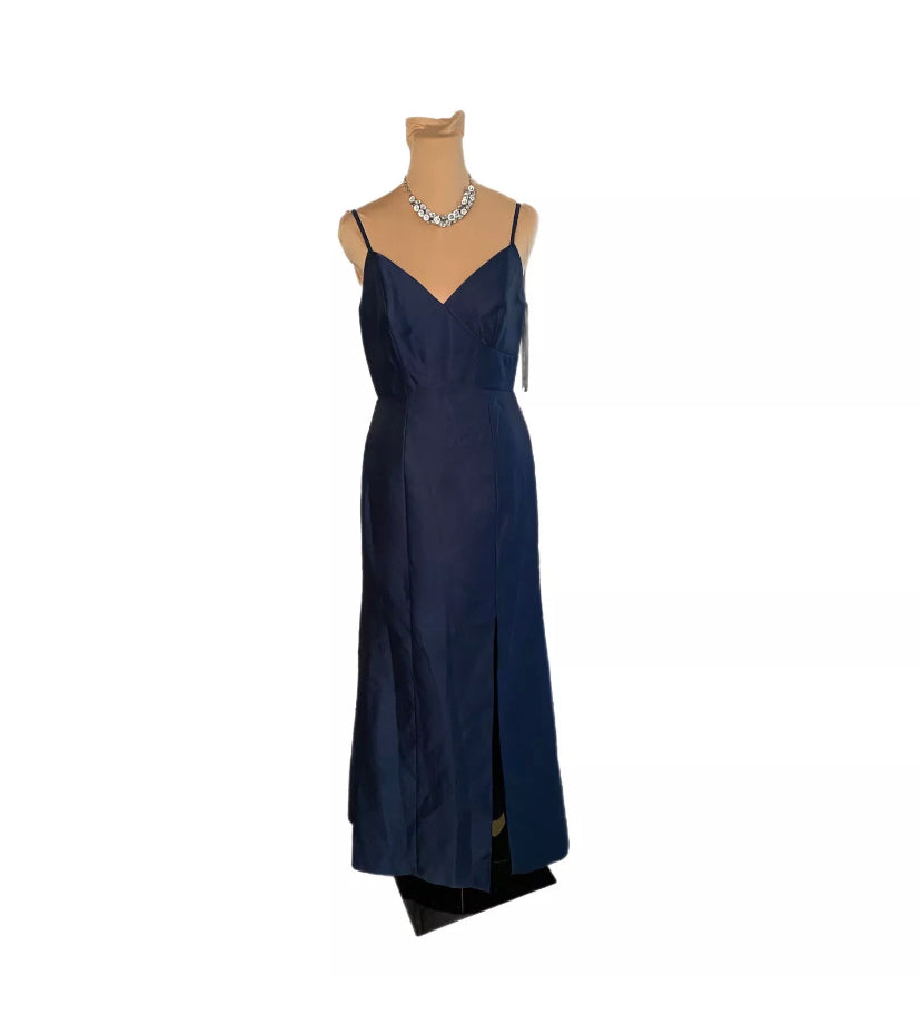 ALFRED SUNG Gown Maxi Length Spaghetti Strap Dress Midnight Navy Size 6 Available - East Coast Bella LLC