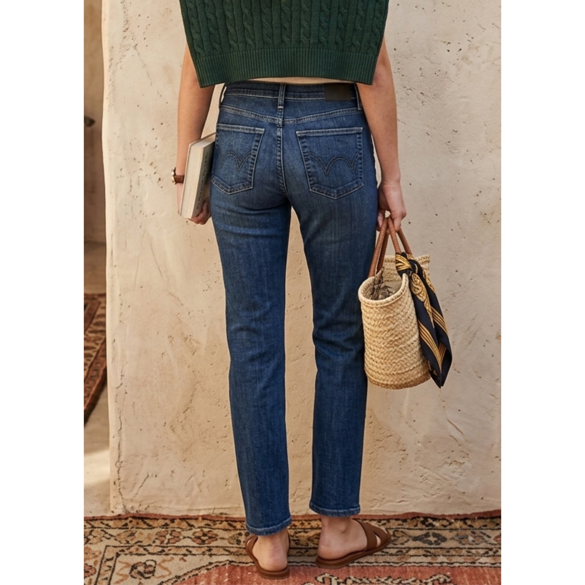 Edwin Demi Slim Straight Jean Women’s Mid Rise Tempest Dark Denim