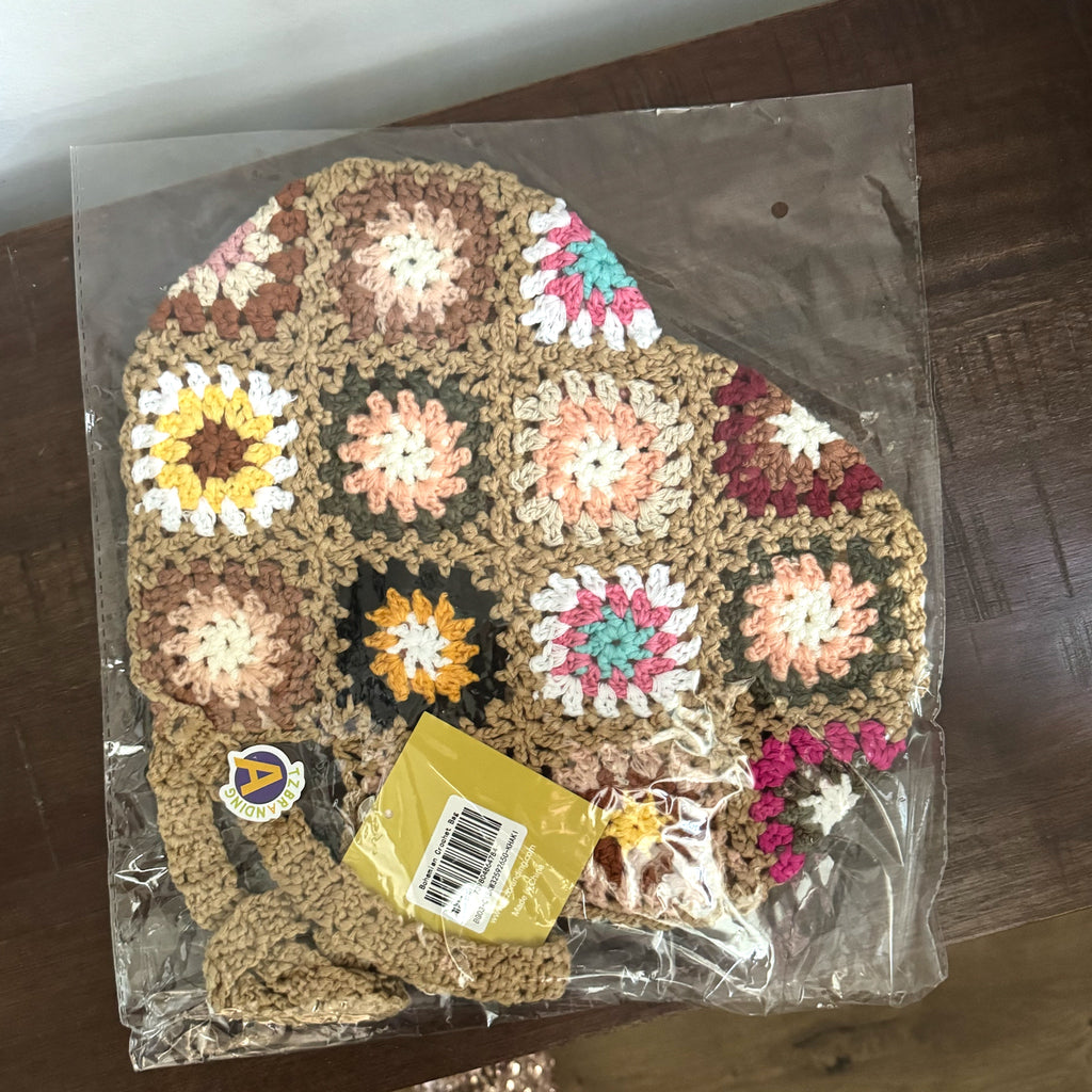 Handwoven Crochet Boho Summer Handbag Colorful Floral Design