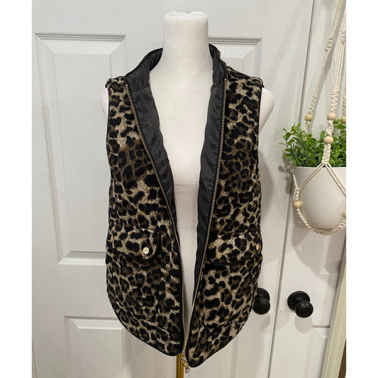 SHE + SKY Animal Print Vest Full Zip Gold Tone Zipper, Pockets - East Coast Bella LLC