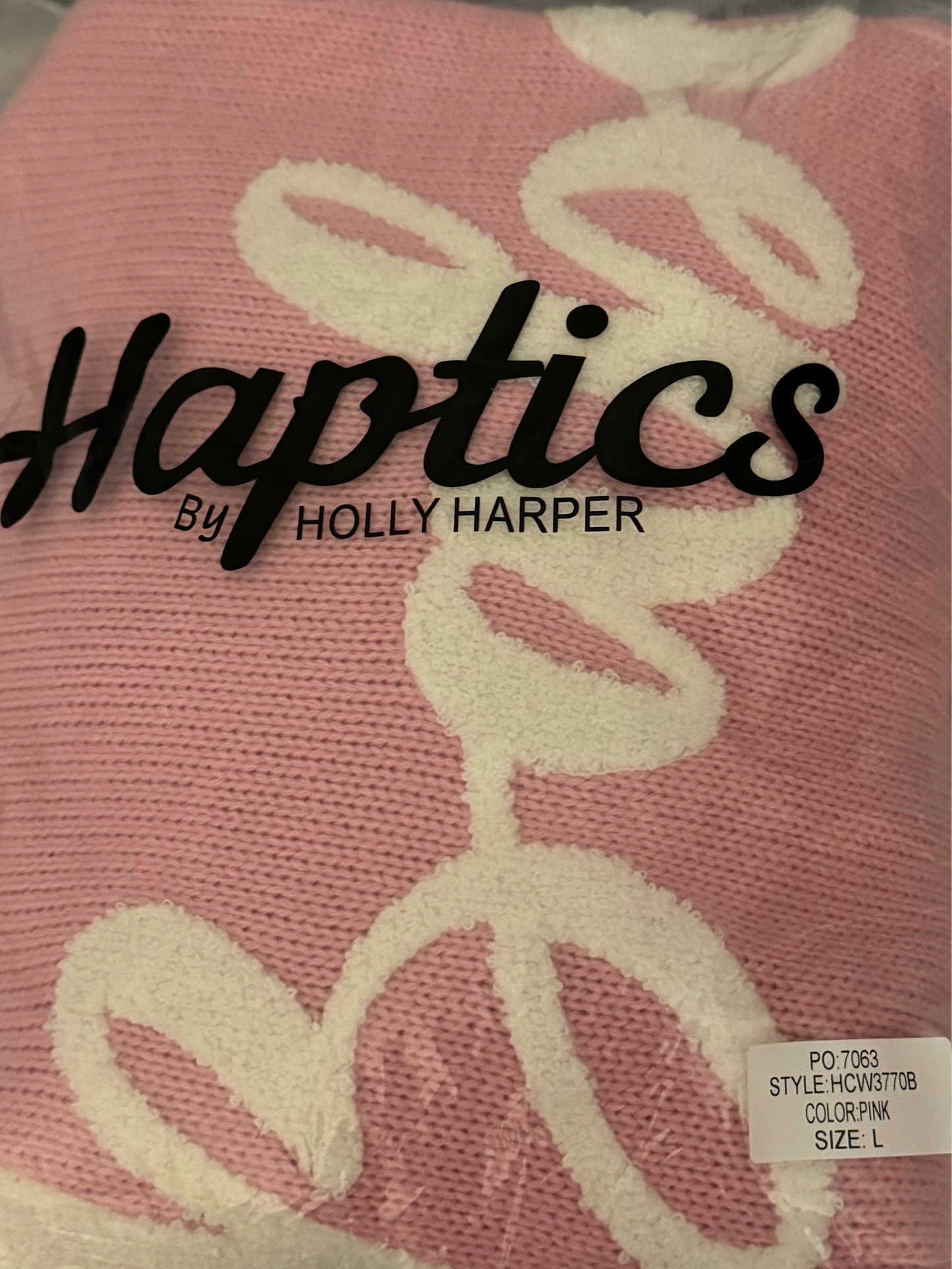 HAPTICS Pink "BABE" Embroidered Knit Oversized Sweater Large Only