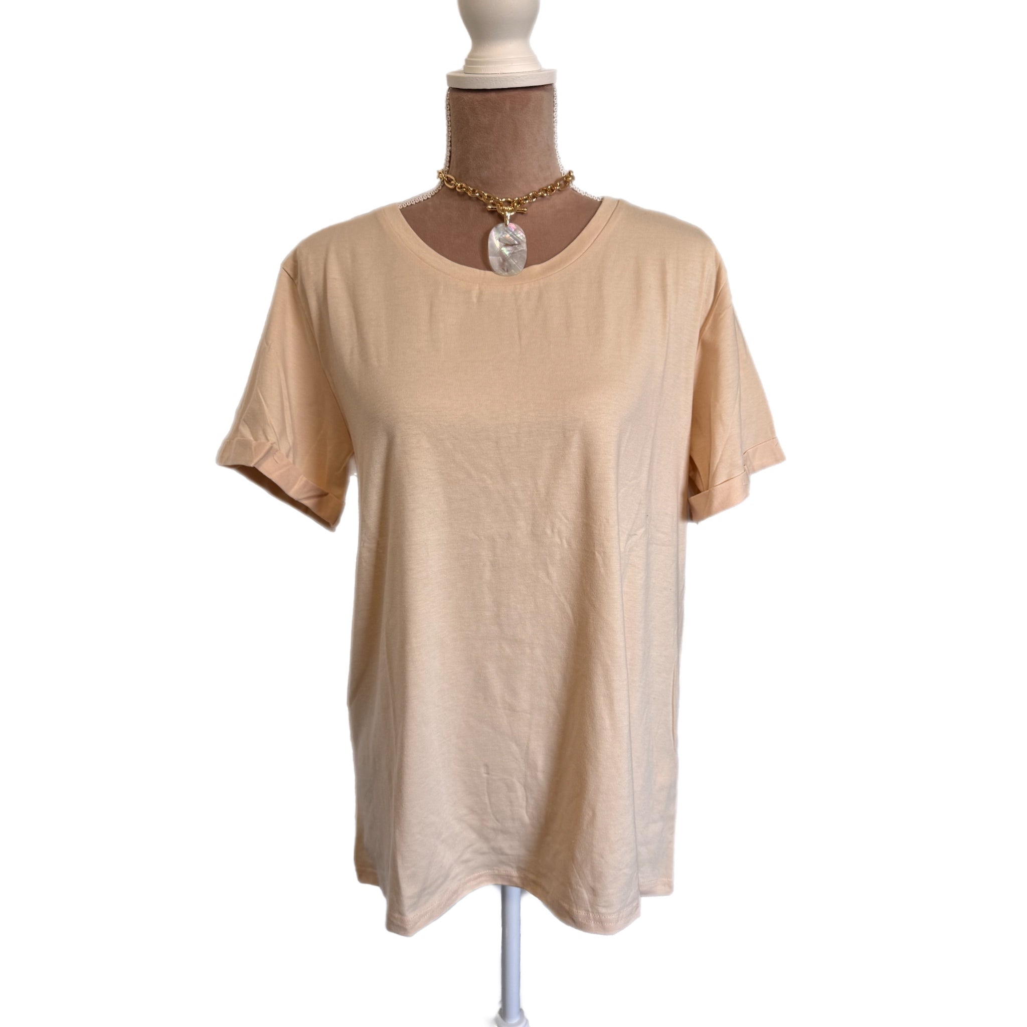 Daisy Rae Everyday Classic Cuff Tee in Tiramisu Beige