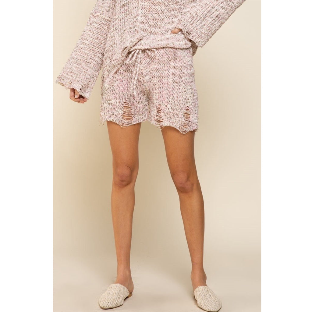 POL East Coast Bella Knit Shorts Beach Bum Pink Multi Lounge