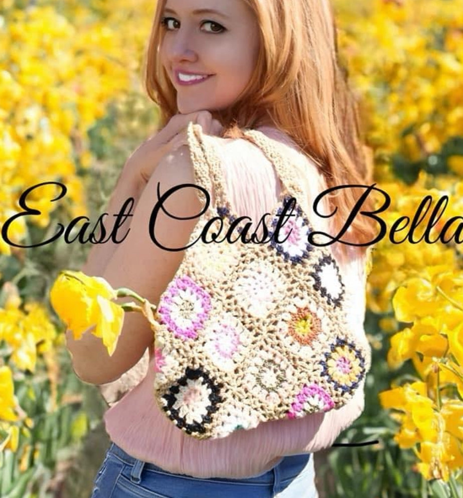 Handwoven Crochet Boho Summer Handbag Colorful Floral Design