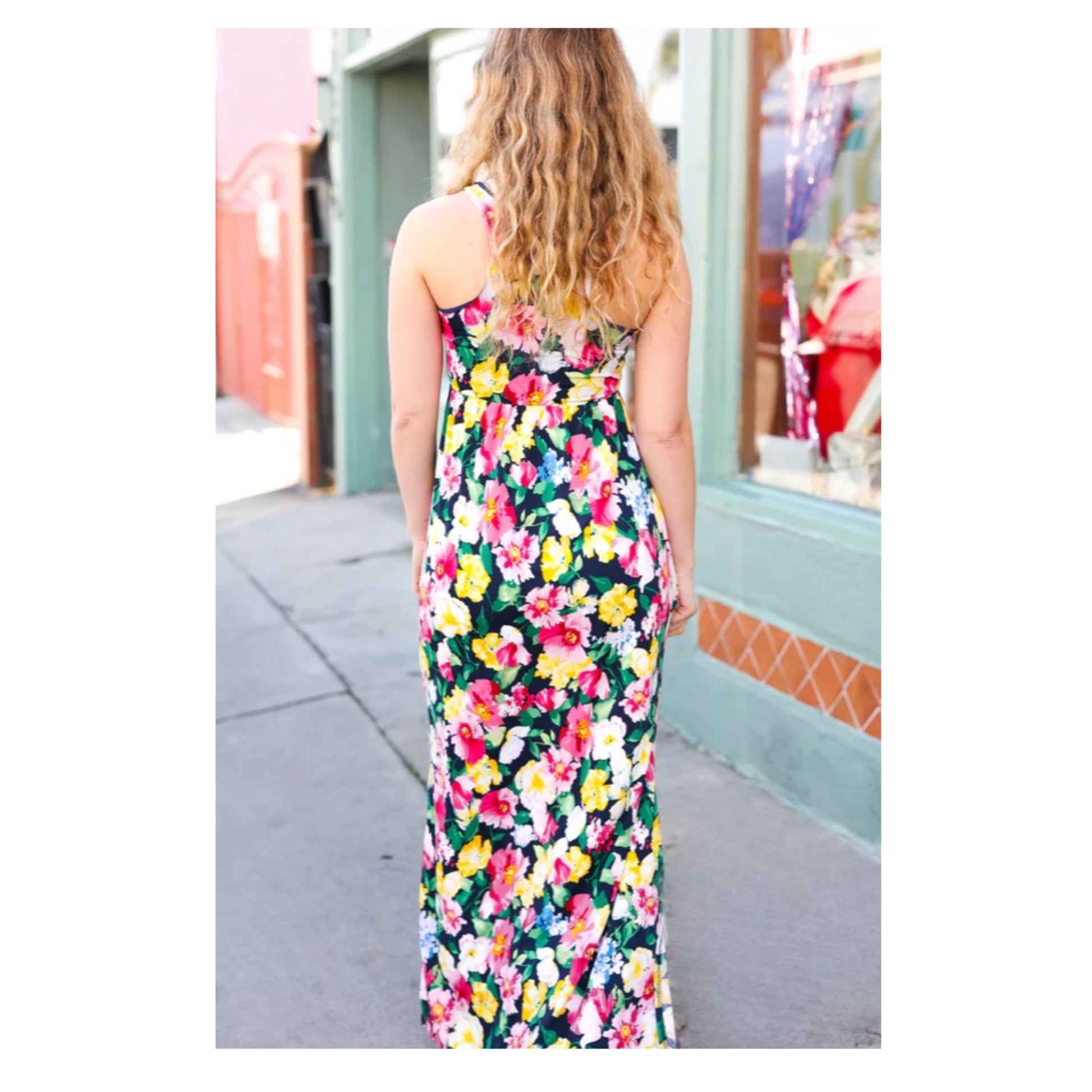 Beeson River Garden Flower Floral Slit Maxi Dress Multi-Color - East Coast Bella LLC