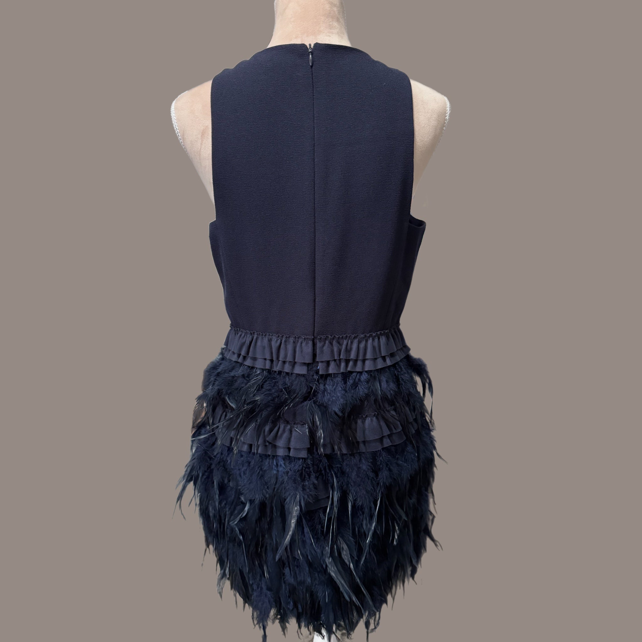 Gianni Bini Navy Lucy Cocktail Dress with Genuine Ostrich Feathers