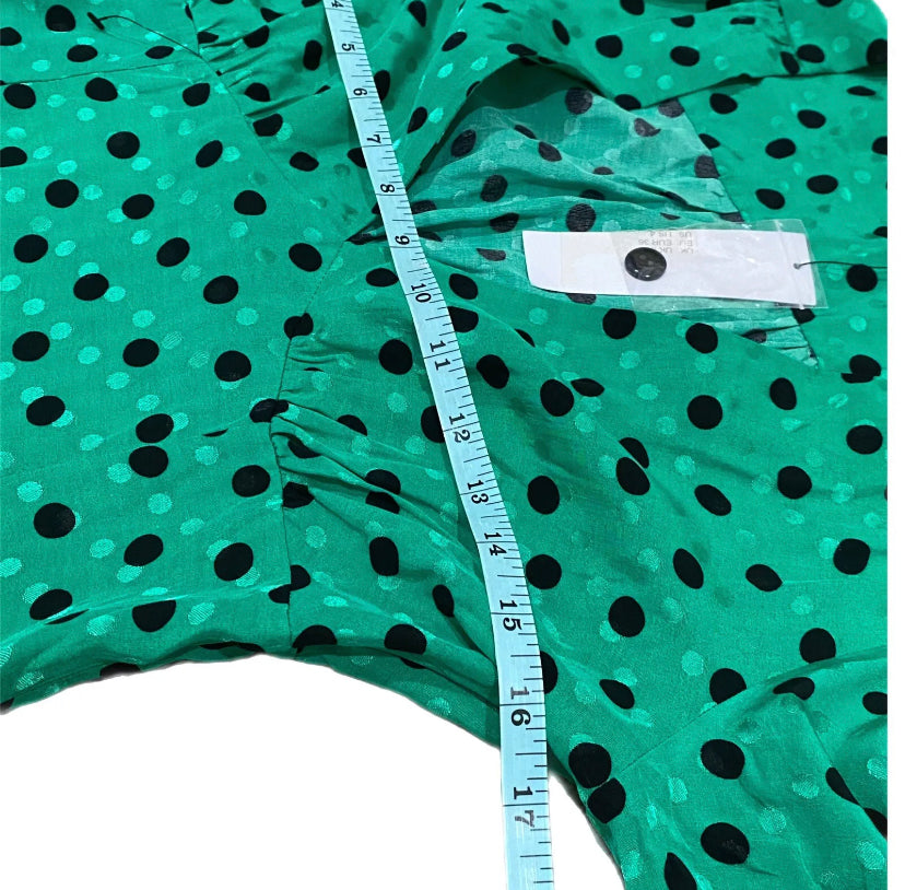 Summer Green Polkadot Swing Tea Dress Short Sleeve Mini By TOP SHOP Size 4 Left (XS/S) - East Coast Bella LLC