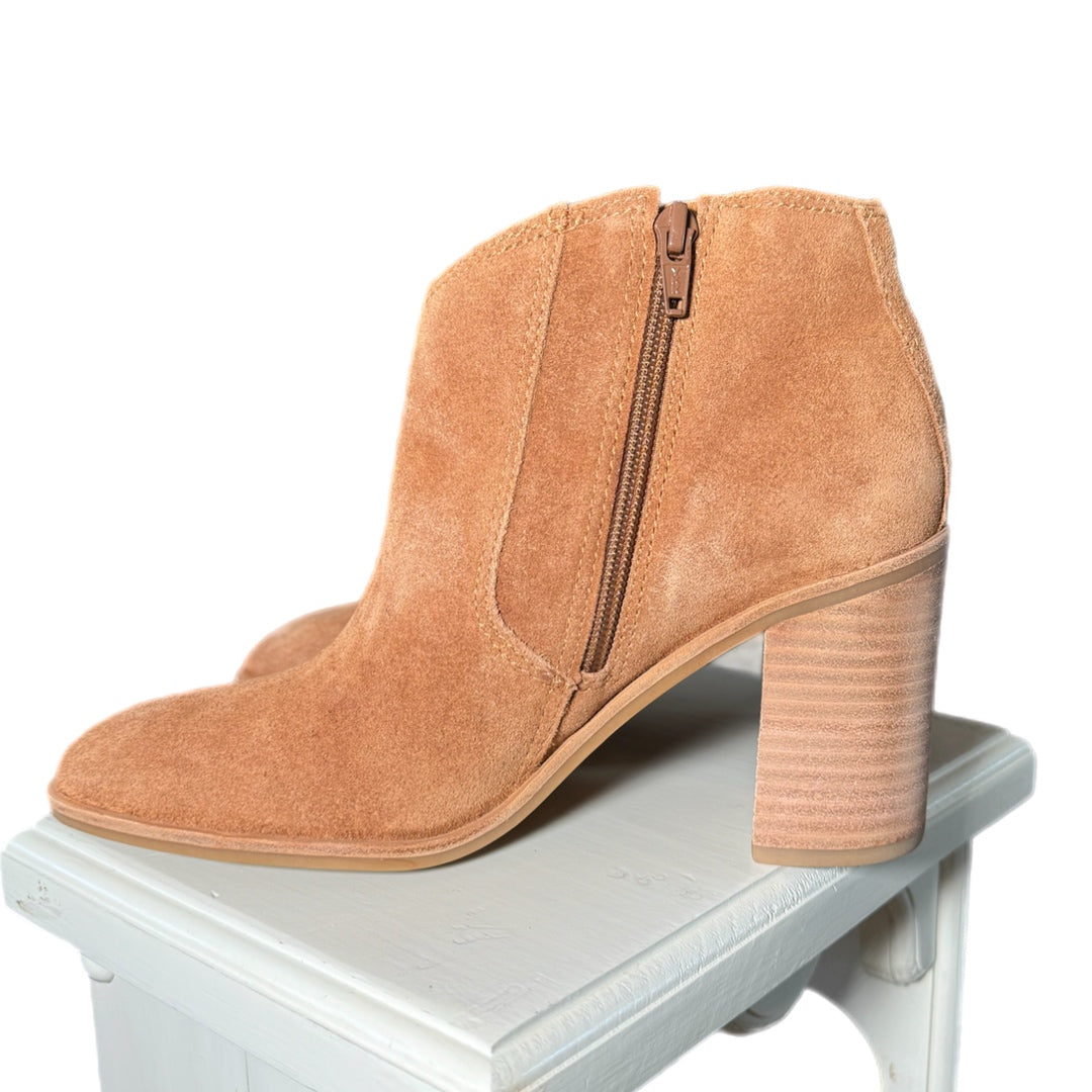 LUCKY BRAND Made In Brazil Genuine Suede Booties PELLYON Heeled Ankle Boots
