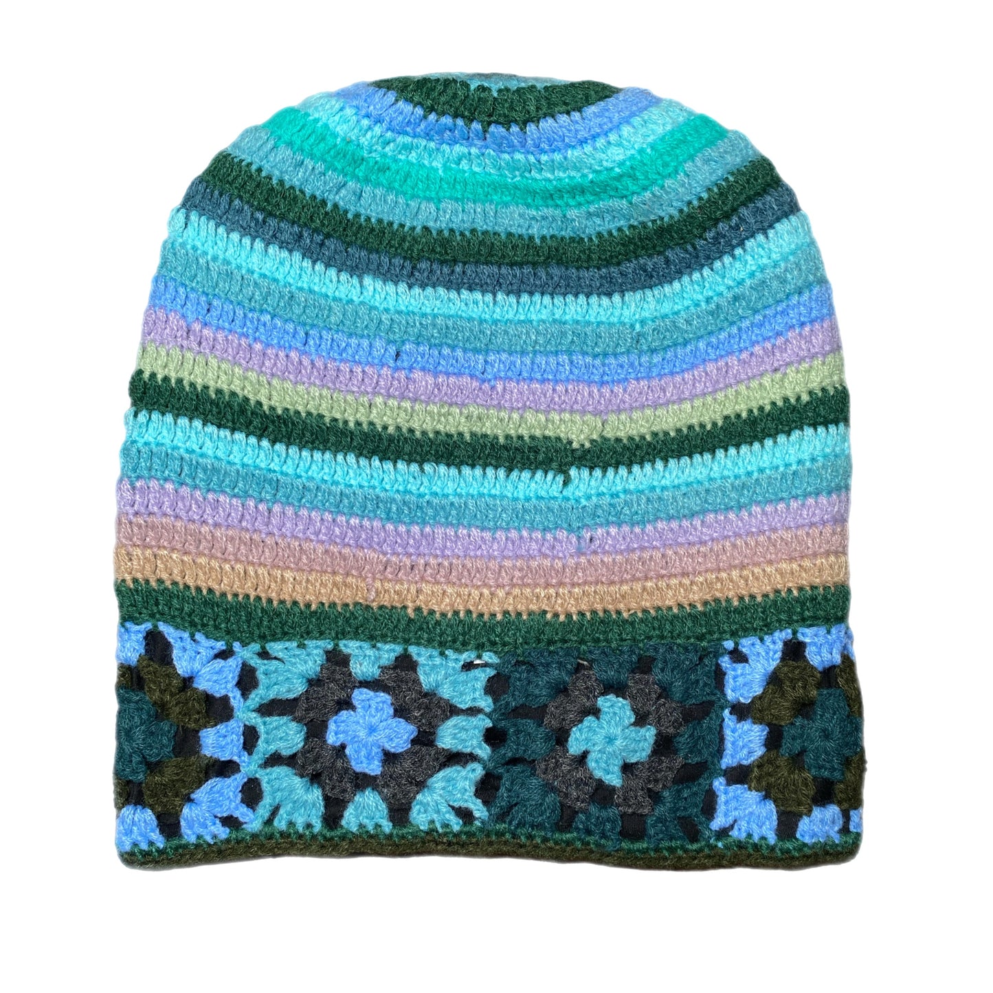 PANACHE Crochet Beanie Knit Hat Turquoise Blue & Green - East Coast Bella LLC