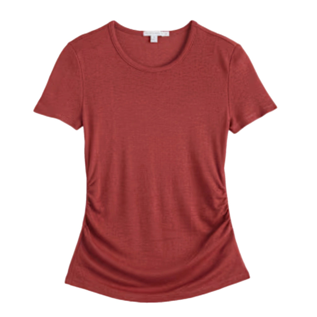 THREADS 4 THOUGHT Cecilia Feather Rib Ruched Tee in Burnt Orange