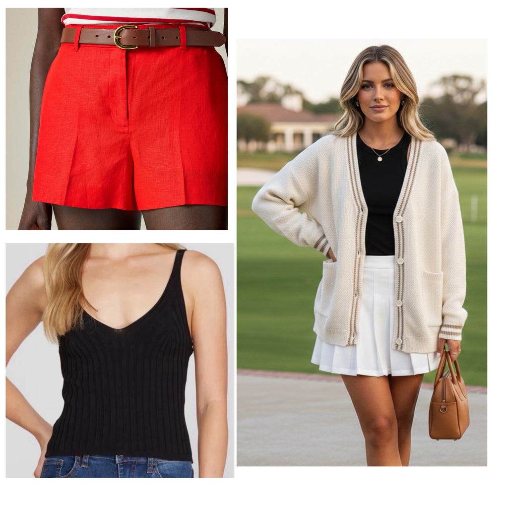 The "Hamptons" Capsule Set: J.Crew Linen Shorts, Grace + Emma Cardigan, Tank 3 Pc