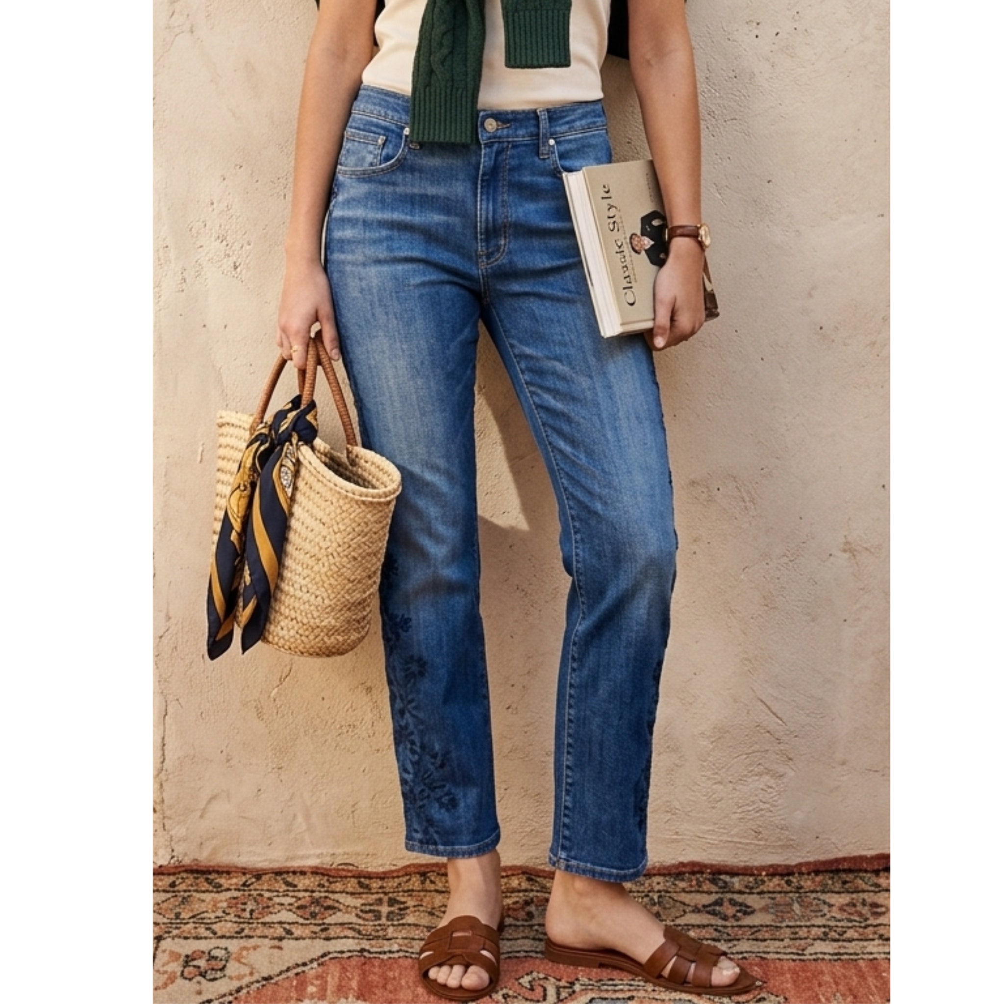 Edwin Demi Slim Straight Jean Women’s Mid Rise Tempest Dark Denim