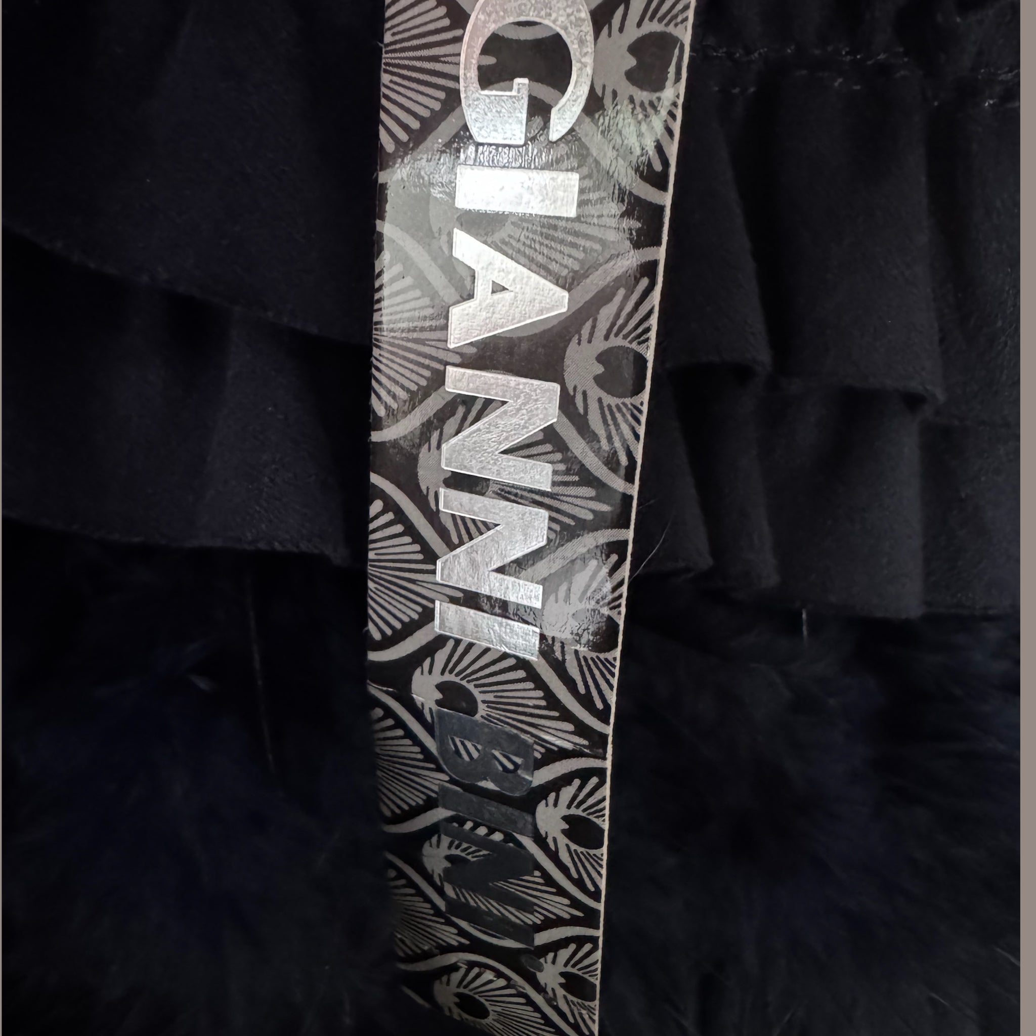 Gianni Bini Navy Lucy Cocktail Dress with Genuine Ostrich Feathers