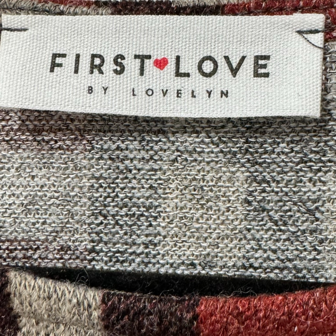 FIRST LOVE by Lovelyn Autumn Rust Plaid Light Knit Top Sweater S, M, L