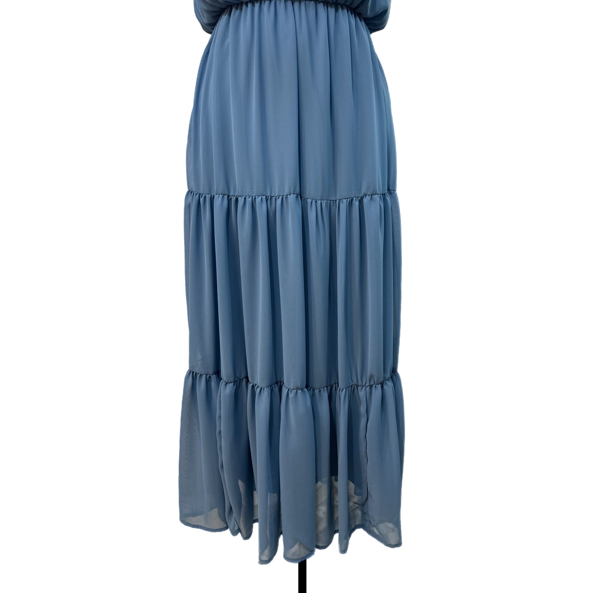 HAPTICS Coastal Blue Mock Neck Maxi Dress with Side Pockets