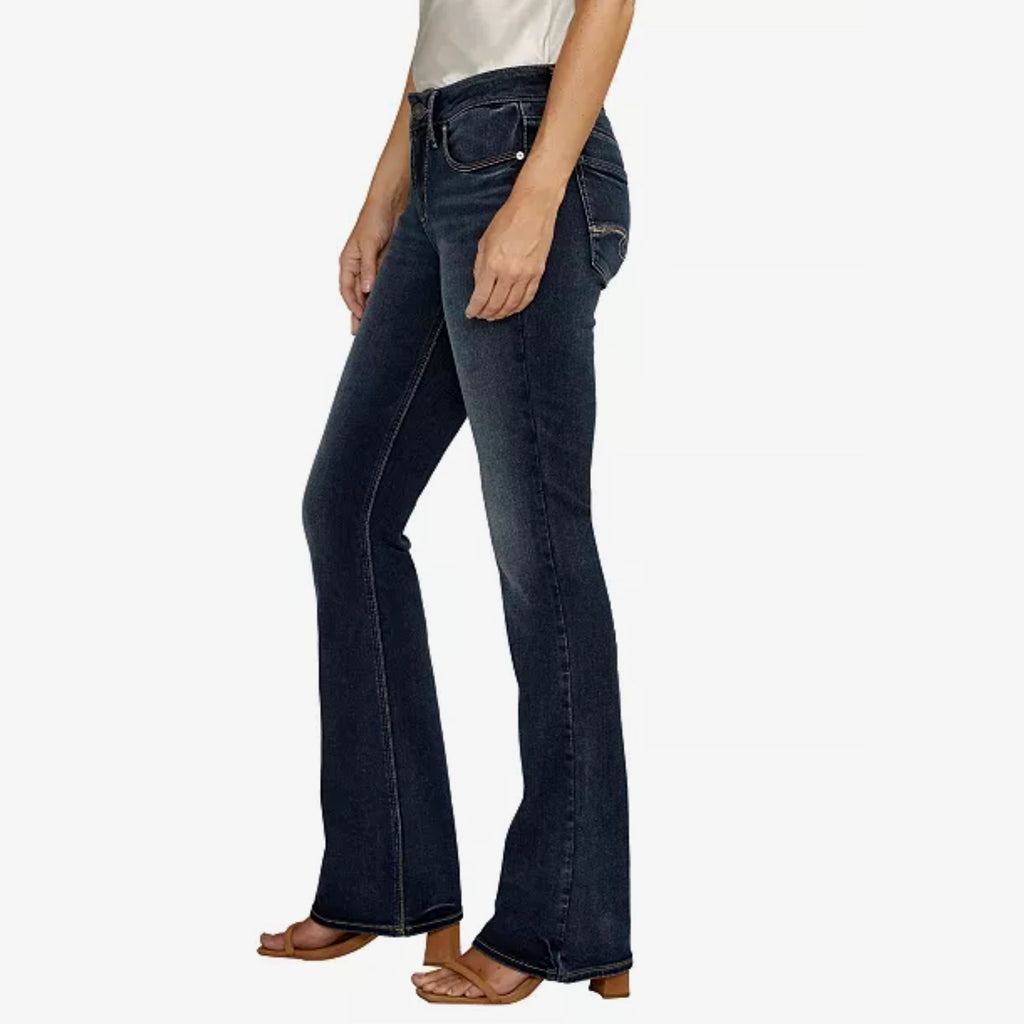 Silver Jeans Dark Denim Suki Slim Flared Bootcut Mid Rise Curvy