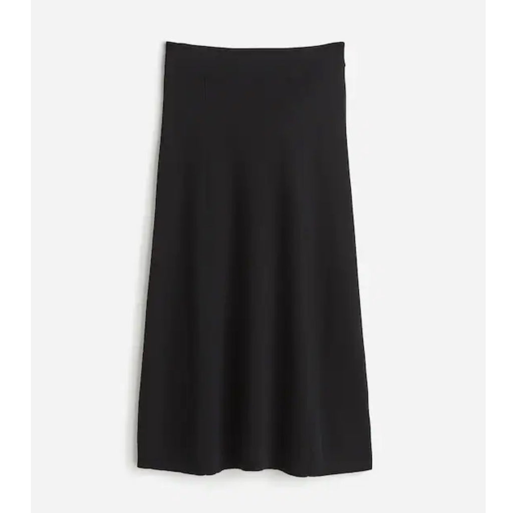Madewell 90s Style Merino Wool Blend Maxi Skirt Pull On Ribbed Knit in Black