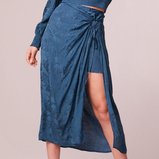 BAND OF THE FREE Celene Deep Teal Layered Midi Skirt