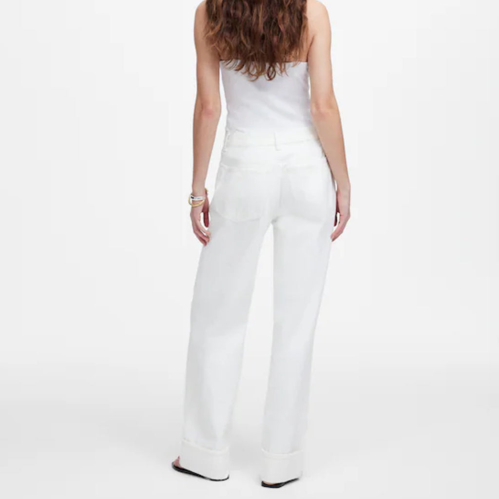 Madewell Low-Slung Baggy Jeans Rolled Hem in Tile White
