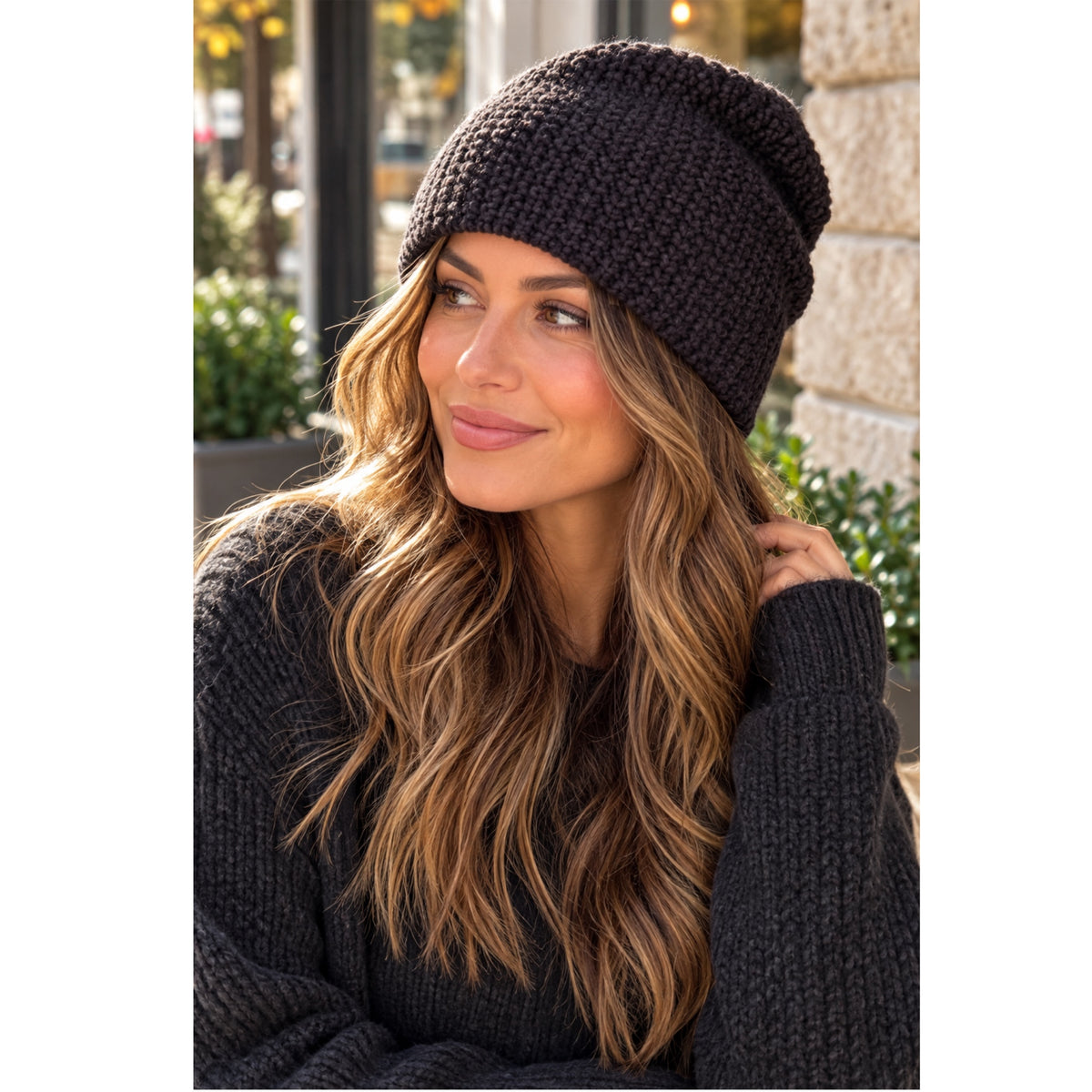 Olive & Pique Gray Chunky Knit Beanie Hat