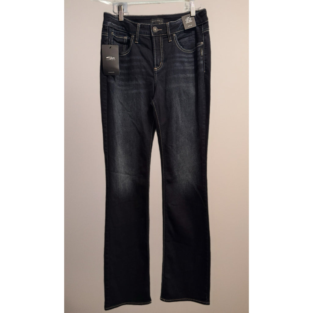 Silver Jeans Dark Denim Suki Slim Flared Bootcut Mid Rise Curvy