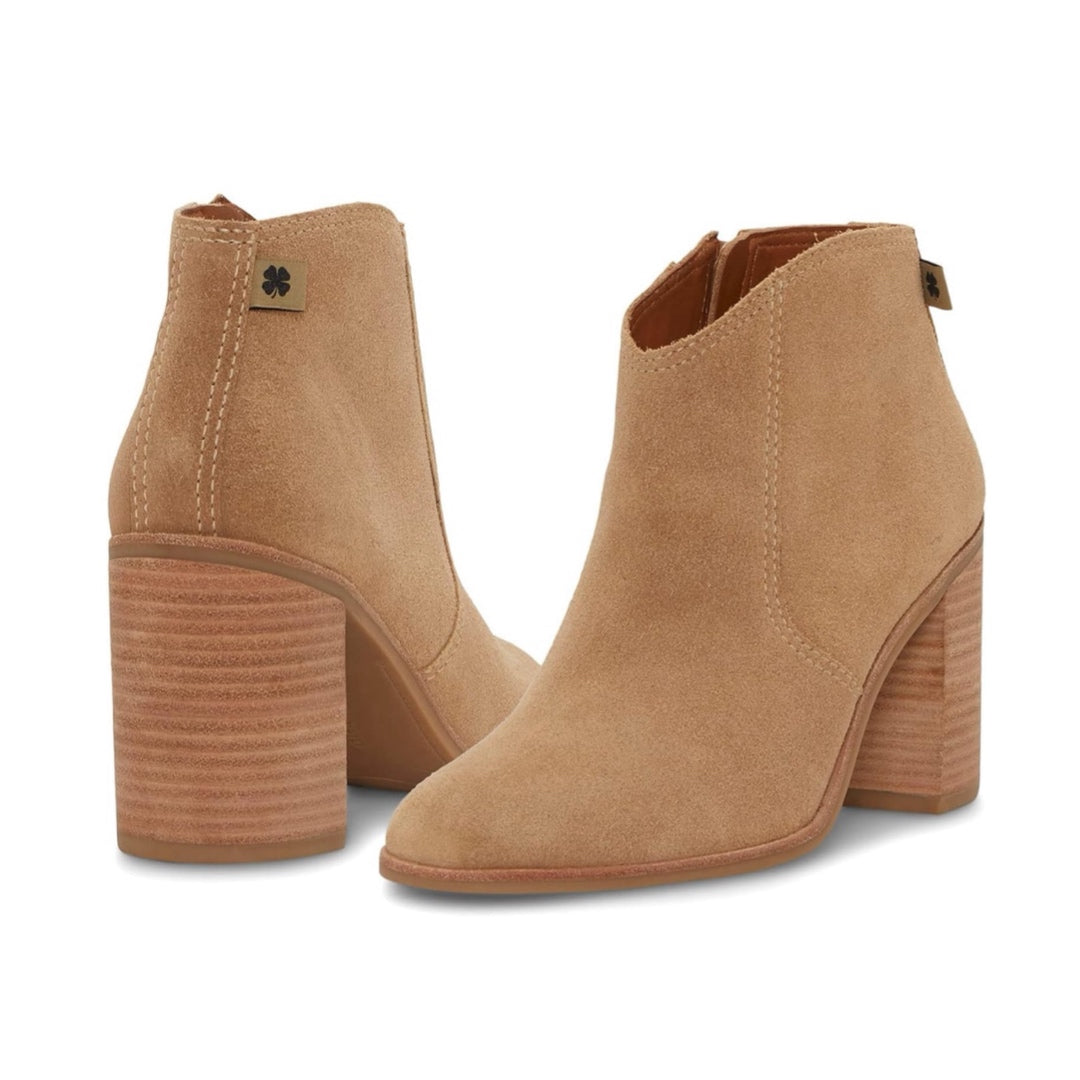 LUCKY BRAND Made In Brazil Genuine Suede Booties PELLYON Heeled Ankle Boots