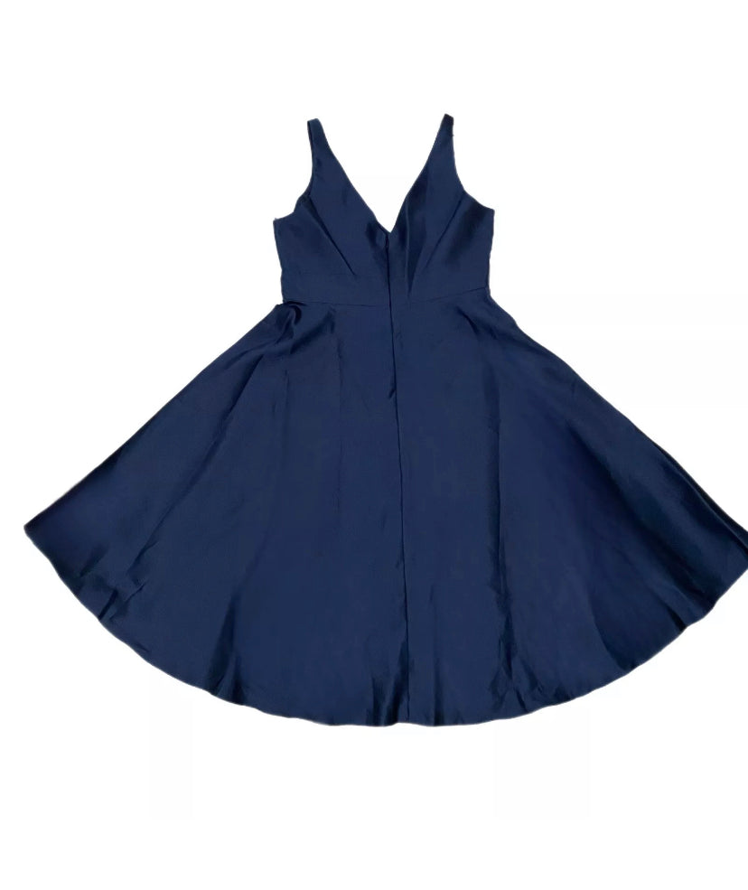 ALFRED SUNG D765 Cocktail Dress Satin Twill V Neck Midnight Navy -only size 16 available - East Coast Bella LLC