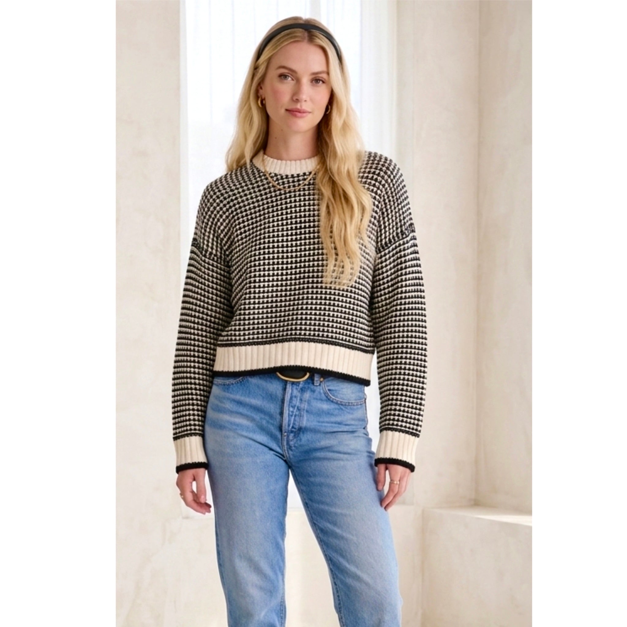Madewell Textured Stitch Cotton Crewneck Sweater Relaxed Cotton Knit