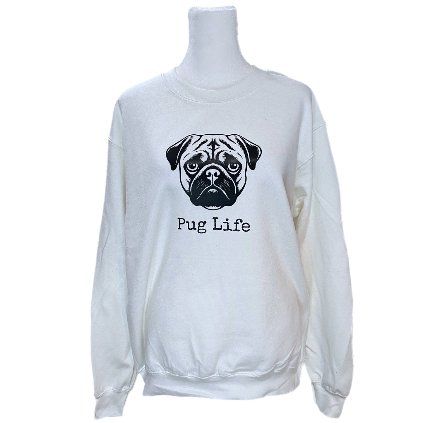 Unisex Adult “Pug Life” Crew Neck Sweatshirt Fleece Super Soft