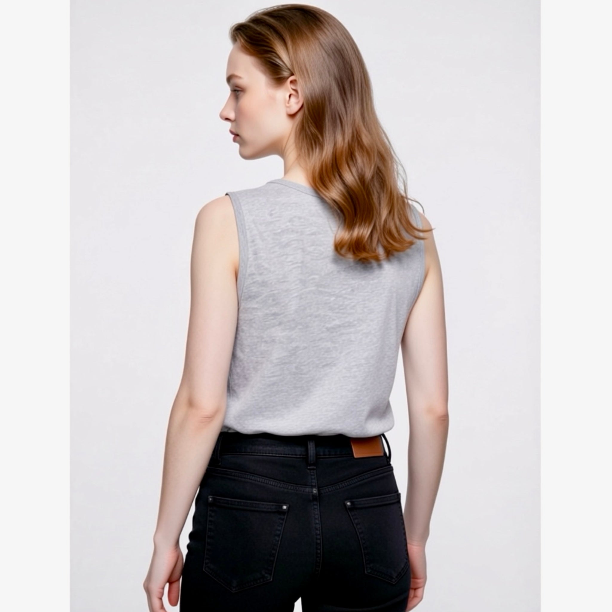 Daisy Rae Everyday Women’s Sleeveless Muscle Tank Raw Hem Heather Grey